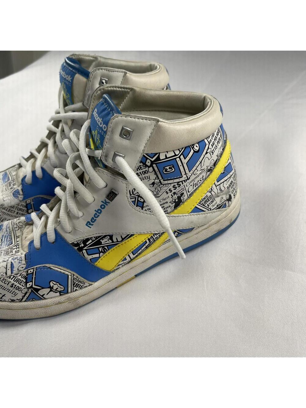 Reebok Monopoly Sneakers Women's 9 High Top Shoes Blue Yellow RARE  Limited Ed - Picture 12 of 15